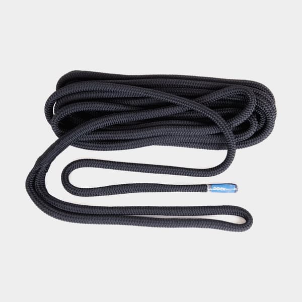 Förtöjningslina med splitsad ögla PolyRopes Dockline, flätad polyester, Ø15 mm, 10 meter, svart