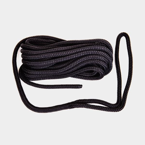 Förtöjningslina med splitsad ögla PolyRopes Flexline, flätad polyester, Ø16 mm, 6 meter, svart