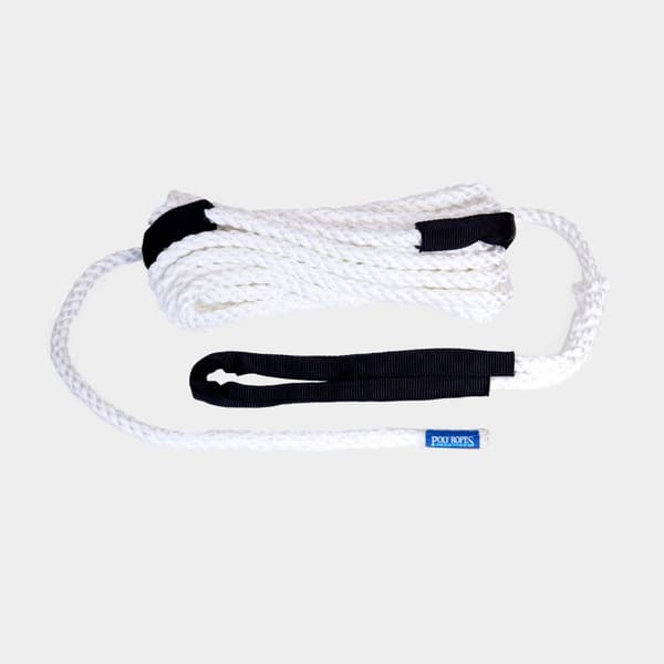 Förtöjningslina med förstärkt ögla PolyRopes Storm, extra elastisk, 3-slagen polyester, Ø14 mm, 6 meter, vit/svart