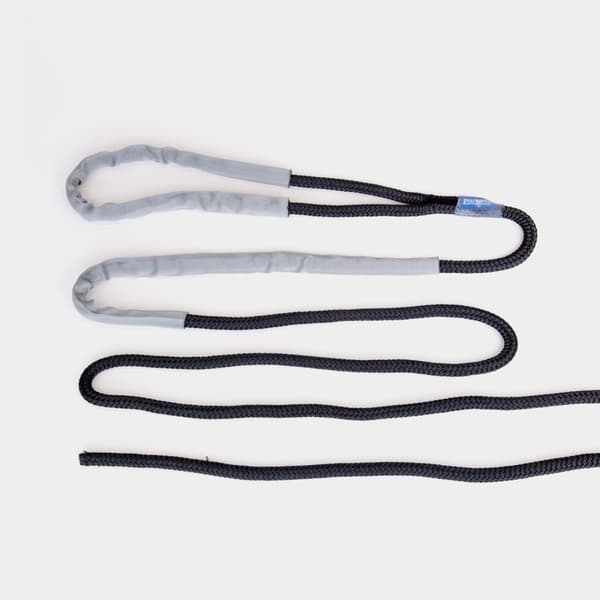 Förtöjningslina med förstärkt ögla PolyRopes Storm X, extra elastisk, flätad polyester, Ø12 mm, 6 meter, svart