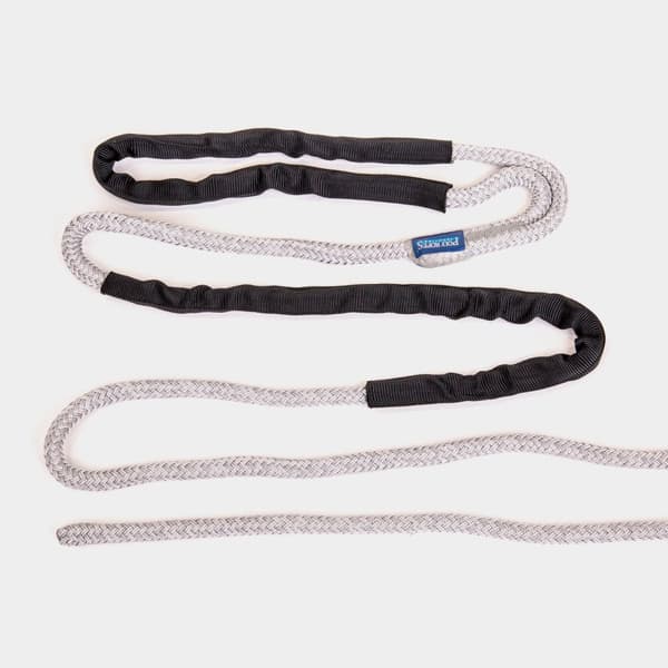 Förtöjningslina med förstärkt ögla PolyRopes Storm X, extra elastisk, flätad polyester, Ø14 mm, 6 meter, silver