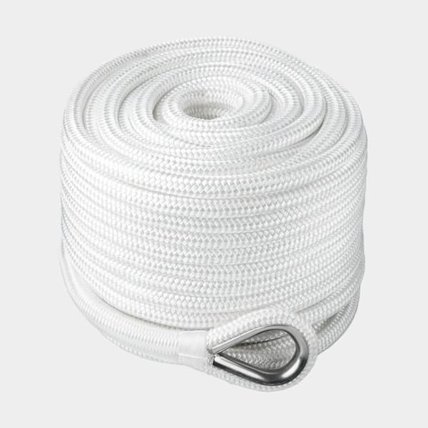 Blyad ankarlina med rostfri kaus NOCK Norrpada, 24-flätad polyester, Ø14 mm, 40 meter (bly 15 meter), vit