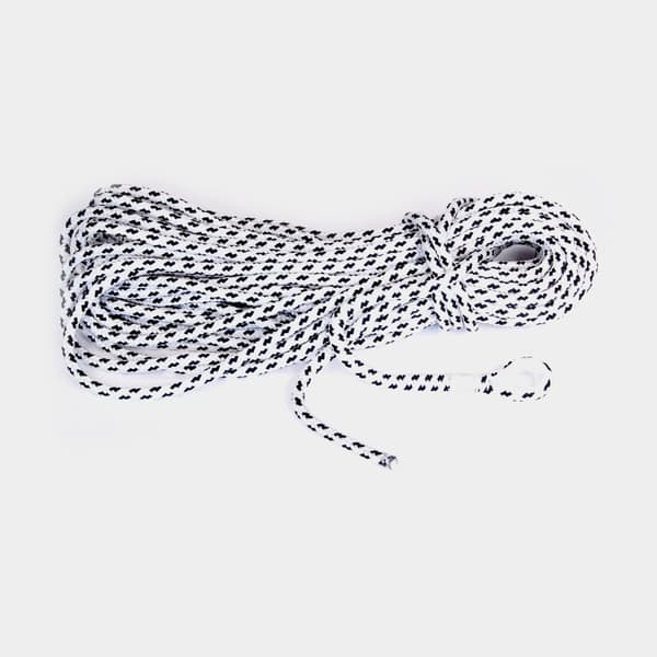 Ankarlina med rostfri kaus PolyRopes Flexline, flätad polyester, Ø14 mm, 40 meter, svart/vit