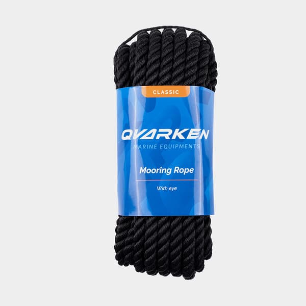 Förtöjningslina med splitsad ögla Qvarken Classic, 3-slagen polyester, Ø14 mm, 10 meter, svart