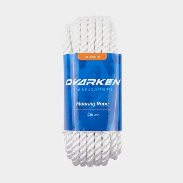 Förtöjningslina med splitsad ögla Qvarken Classic, 3-slagen polyester, Ø16 mm, 10 meter, vit