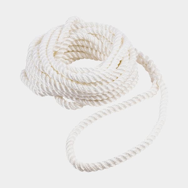 Förtöjningslina med splitsad ögla Qvarken Classic, 3-slagen polyester, Ø16 mm, 10 meter, vit