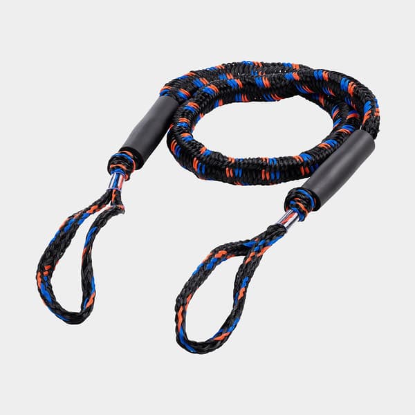 Förtöjningslina för vattenskoter med splitsade öglor &amp; flytmodul Qvarken Bungee, extra elastisk, gummikärna, 1.8 - 2.75 meter