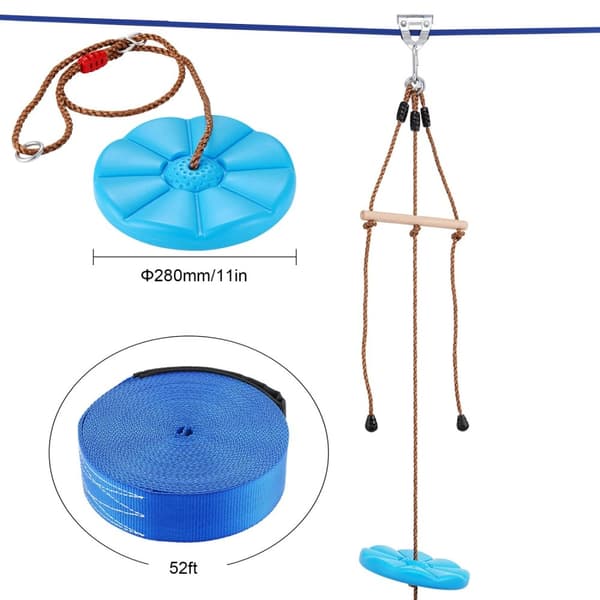 Zipline Kit til Baghave Sjov, 52 ft Længde, 500 lb Kapacitet,52 fod