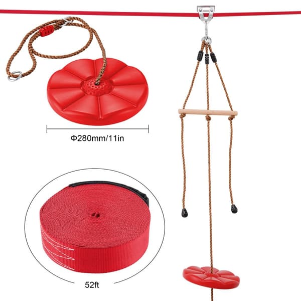 Zipline Kit til Baghave Sjov, 52 ft Længde, 500 lb Kapacitet,52 fod
