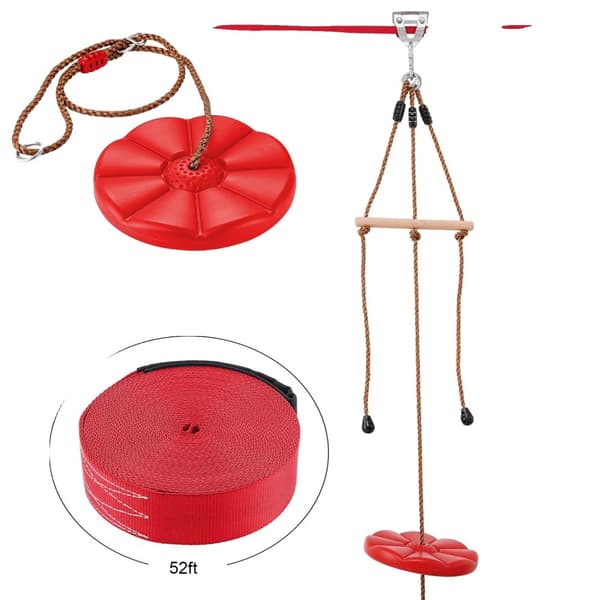Zipline Kit til Baghave Sjov, 52 ft Længde, 500 lb Kapacitet,52 fod 65ft