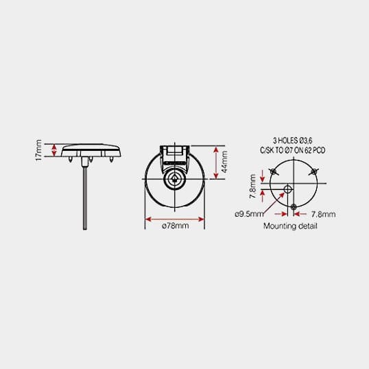 Fotpedal (ner) Lewmar Deck Foot Switch, 12/24 V, passar till Lewmar ankarspel, plast, grå