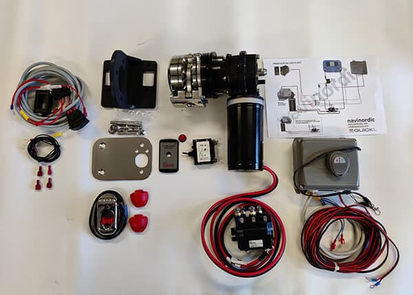 Elektriskt ankarspel Quick Balder Y Kit 600 W, Styrbord, 12 V, för Ø12 - 14 mm lina + huvudbrytare + manöverpanel + kablage + fjärrkontroll