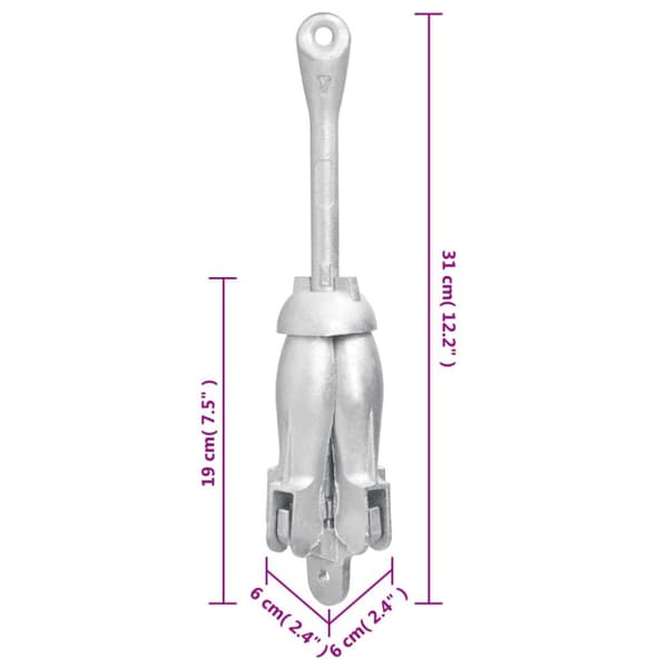 vidaXL Taitettava ankkuri hopea 1,5 kg takorauta - Ankkurit
