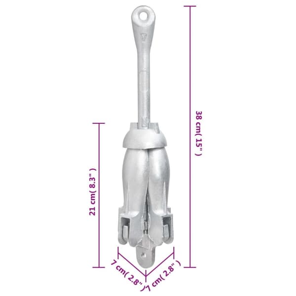 The Living Store Hopfällbart ankare silver 2,5 kg smidbart järn -  Ankare