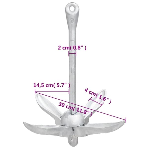 The Living Store Hopfällbart ankare silver 2,5 kg smidbart järn -  Ankare
