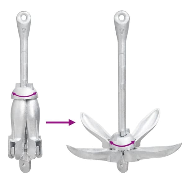 Foldbart anker med reb 3,2 kg formbart jern sølvfarvet - Foldbart Anker - Foldbare Ankre - Home & Living