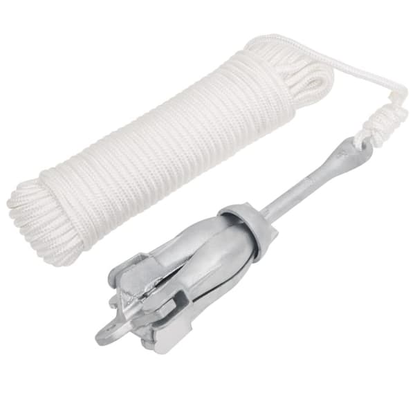 Foldbart anker med reb 3,2 kg formbart jern sølvfarvet - Foldbart Anker - Foldbare Ankre - Home & Living