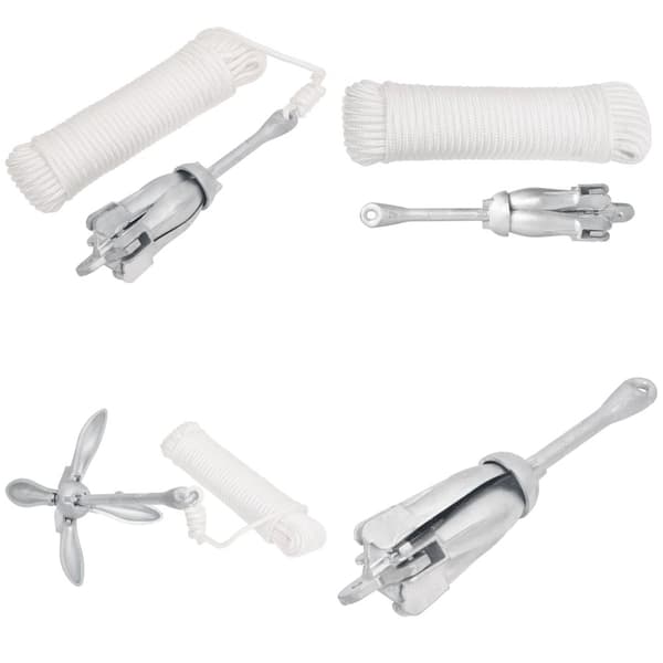 Foldbart anker med reb 3,2 kg formbart jern sølvfarvet - Foldbart Anker - Foldbare Ankre - Home & Living