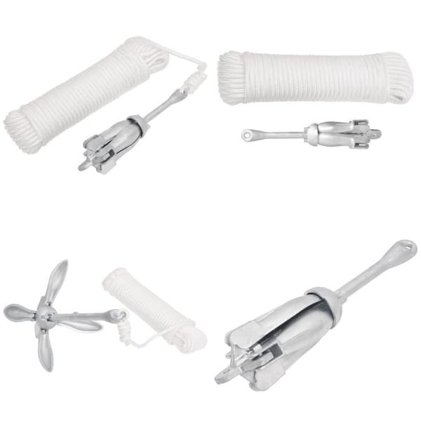 Foldbart anker med reb 1,5 kg formbart jern sølvfarvet - Foldbart Anker - Foldbare Ankre - Home & Living