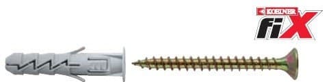 FIX ekspansionsprop fi 8 med skrue 5,0x50 mm polypropylen, pakke med 200 stk.