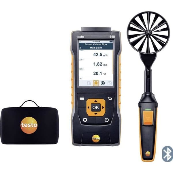 testo 440 Set 100 mm vindmätare - TESTO märke - Maximal intensitet 8 lux - Spänning 36 V - Vikt 180 g