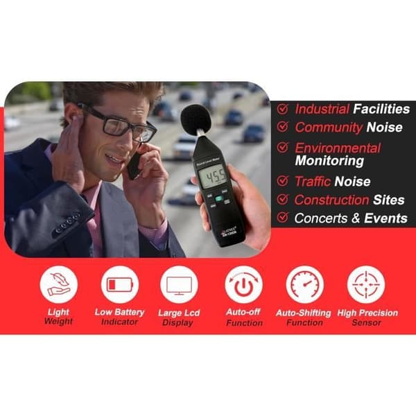 Sonometer LATNEX SM-130DB - Digital ljudmätare med automatisk avstängningsfunktion