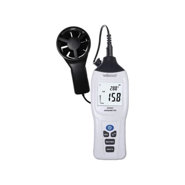 Velleman Digital termometer/anemometer, vindhastighet, temperatur, LCD-skärm, automatisk eller tidsinställd avstängning Svart, Vit