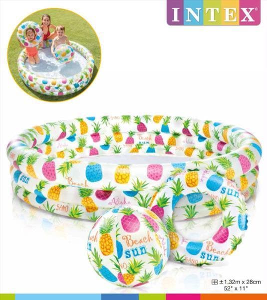Pineapples inflatable pool 132x28cm circle + ball in the bag INTEX 59469