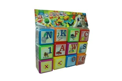 Klocki edukacyjne literki, cyferki plastikowe w worku 25128. LAZUR-MIX
