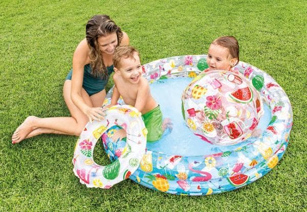 Pool 122x25cm ball 51cm + 51cm + wheel - set in the bag INTEX 59460