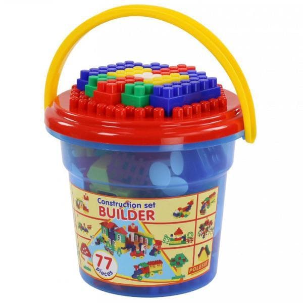 Polesie 37206 Klocki "Budowniczy" - 77 elem. w wiaderku "Maxi" z pokrywą