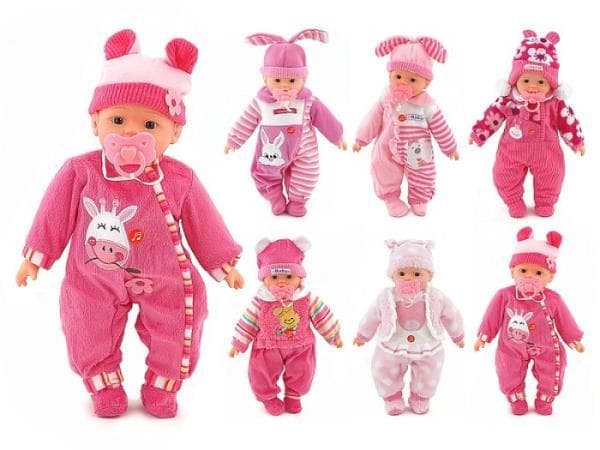 Lalka bobas 35cm z dźwiękiem w worku 6 wzorów 456730 mix