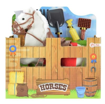 TOI-TOYS 6222A Flokowany koń z akcesoriami