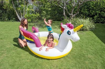 Swimming unicorn with a shower in a box 272x193x104cm 57441NP INTEX