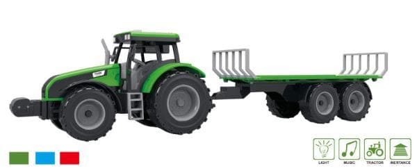 Traktor z dźwiękiem i światłem oraz z przyczepą w pudełku