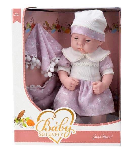 Short rubber doll in a box