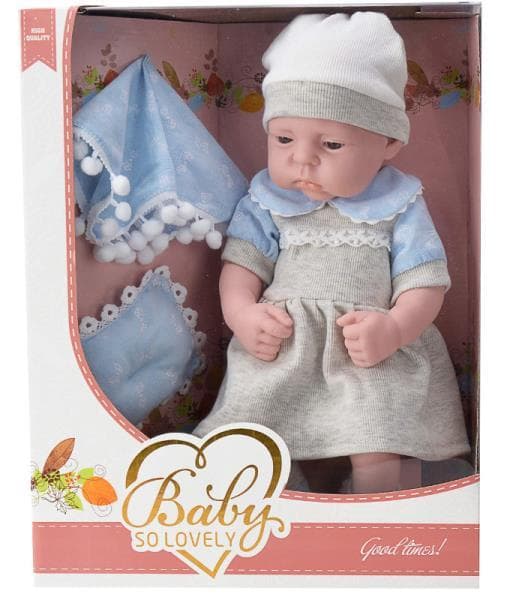 Short rubber doll in a box