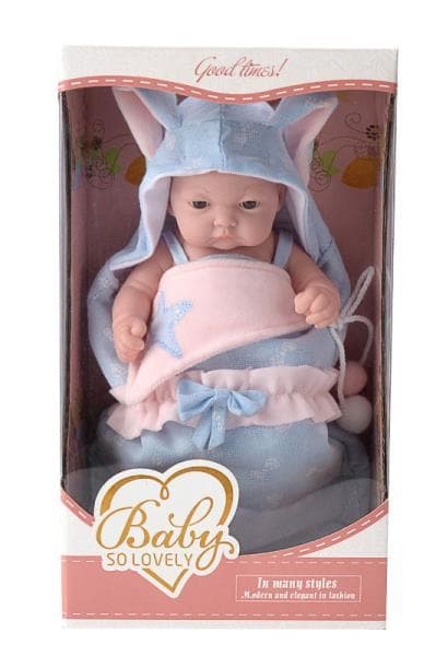 28cm rubber baby dolls in a box in a baby carrier