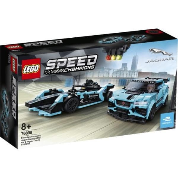 LEGO SPEED 76898 CHAMPIONS Formula Panasonic Jaguar E GEN 2 racing car, the Jaguar I-PACE eTROPHY p4