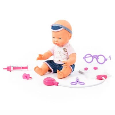 Polesie 78353 Bobas cheerful doll 35cm with teat + 4 set of physician-components box