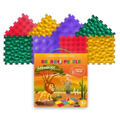 Polesie 62333 Mata do masażu ortopedyczna modułowa ORTHO PUZZLE Sawanna