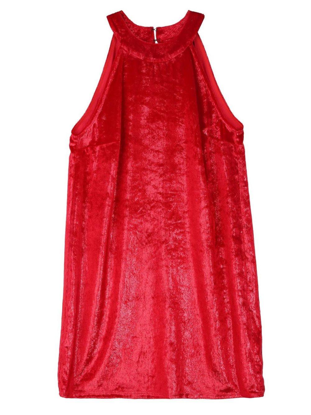 RED DRESS FOR PARTY, velor GLOSSY