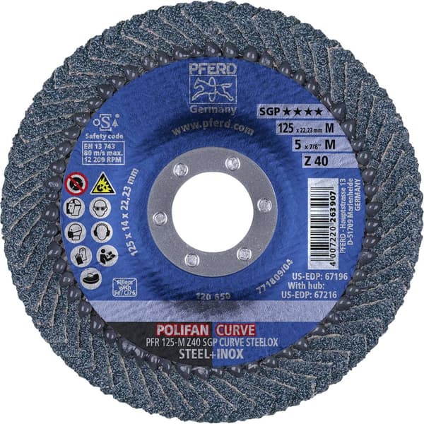 PFERD 67689052 POLIFAN-slipskiva PFR 125-M Z 40 SGP CURVE STEELOX Diameter 125 mm N/A 10 st