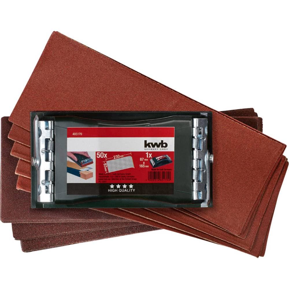 Professionell Handschleifer-Set, med 50 slipremsor 93 x 230 mm kwb 485170 N/A 1 st