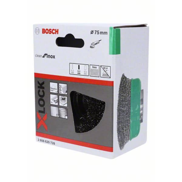 Bosch Accessories Koppborste X-lock Clean for Inox, 75 mm, 0,3 mm, vågig rostfri ståltråd 2608620728 1 st