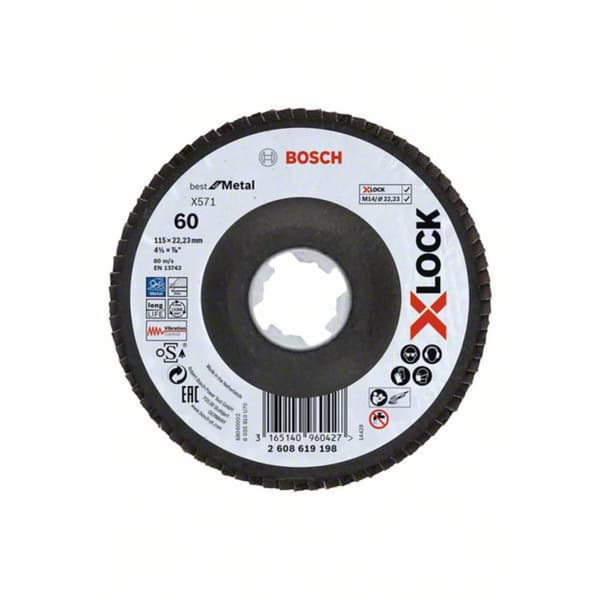 Bosch Accessories 2608619198 Klaffskiva Diameter 115 cm Borrdiameter 22.23 mm Trä, Mjukt trä, Lövträ, Metall, Gjutjärn,