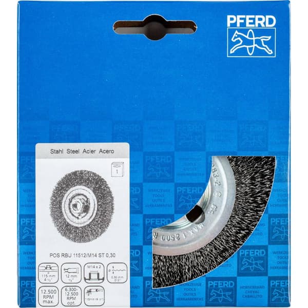 PFERD Rundborste oflätad RBU Ø 115 x 12 mm M14 stål-Ø 0,30 för vinkelslip 43502201 1 st