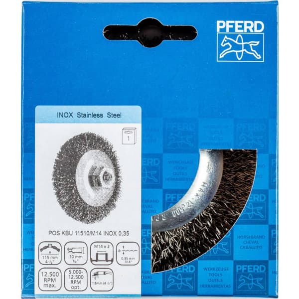 PFERD Konborste oflätad KBU Ø 115 x 10 mm M14 rostfri tråd-Ø 0,35 för vinkelslip 43316023 1 st
