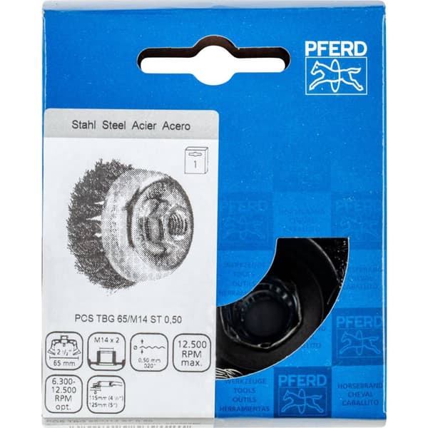 PFERD Koppborste flätad TBG Ø 65 mm M14 stål-Ø 0,50 för vinkelslip 43305001 1 st