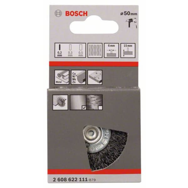 Bosch Accessories Skivborste - 50 mm, 0,2 mm, 15 mm Skaft-Ø 6 mm 2608622111 1 st
